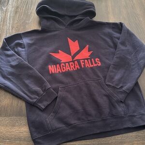 Navy Blue Hoodie with Red Niagara Falls Print size Boys Large